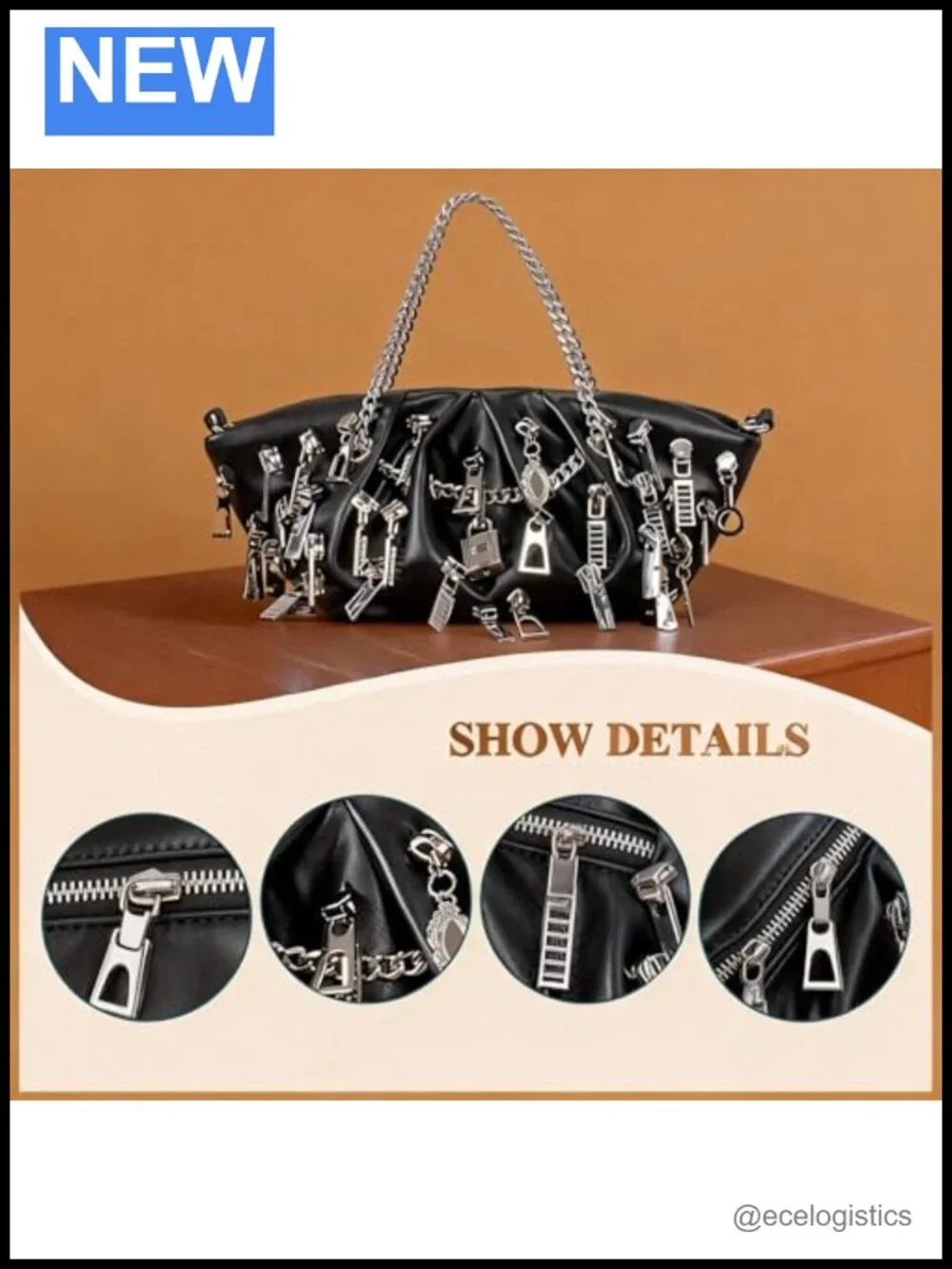 Leather Tote Bag Women Satchel Crossbody Handbag Detachable Chain Strap Wedding